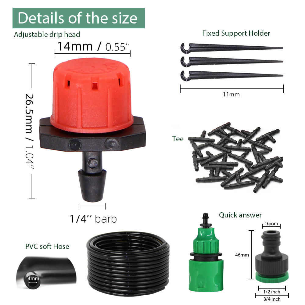 50-5M 1/4'' Hose Adjustable Dr - Urban Farming System 评论和价格